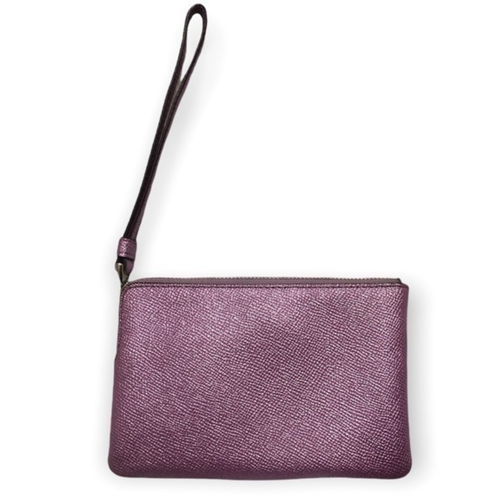 Coach purple shimmer wristlet bag